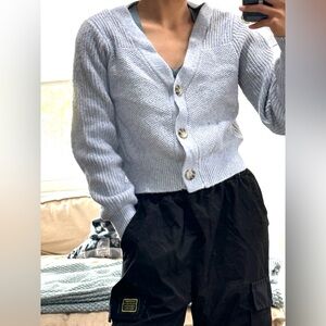Baby Blue cropped Knitwear Cardigan